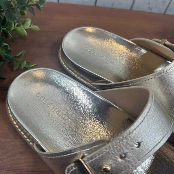 Cole Haan Women's Marisol Footbed Sandals Soft Gold Leather Size 9 - Picture 7 of 9